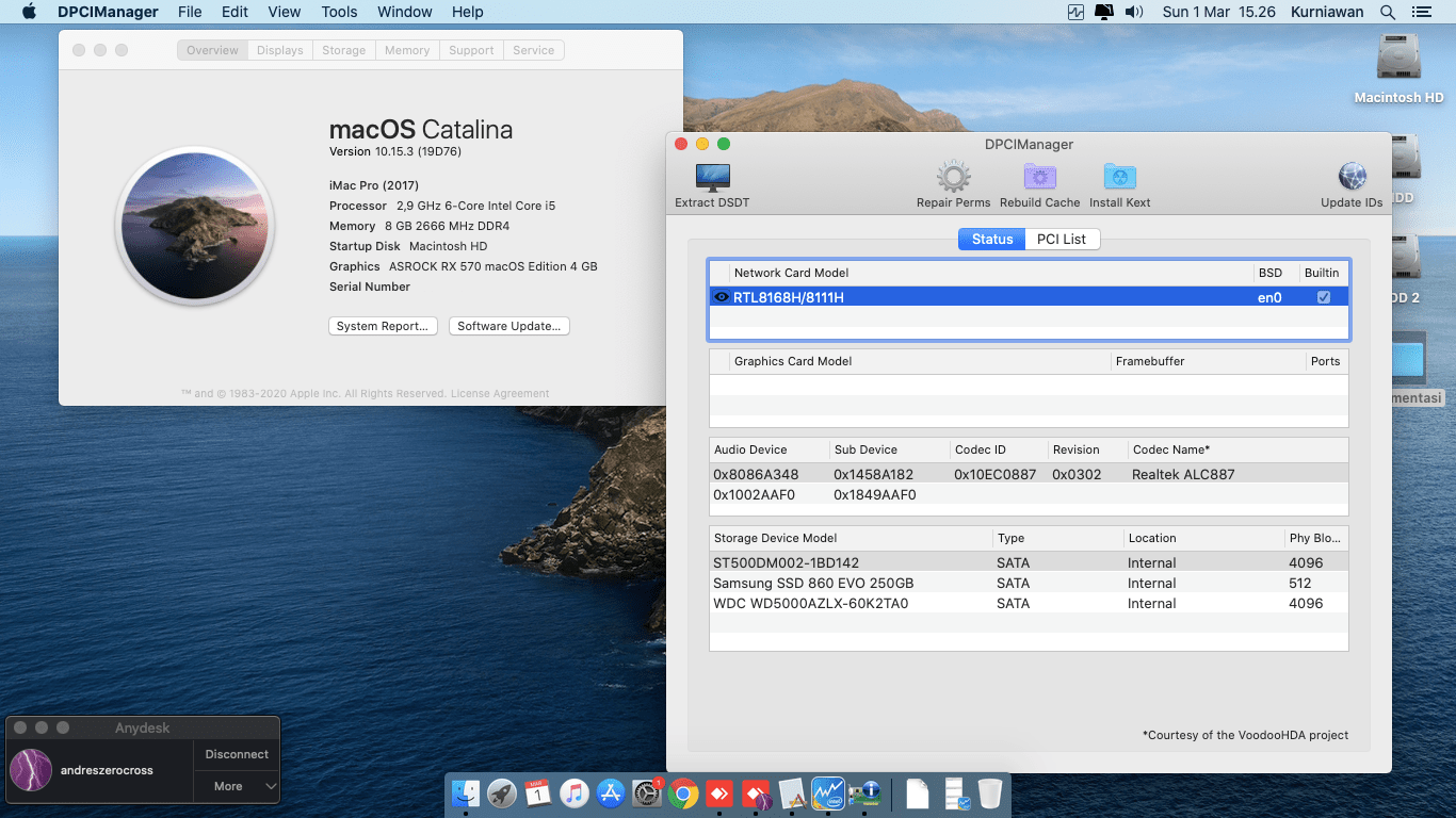 Success Hackintosh macOS Catalina 10.15.3 Build 19D76 in Gigabyte Z390 UD + Intel Core i5 9400F + Asrock RX 570